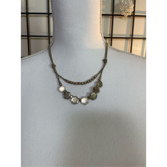 Vintage Kenneth Cole Gold Plated Necklace Double  Strand Geometric Style - Picture 1 of 11